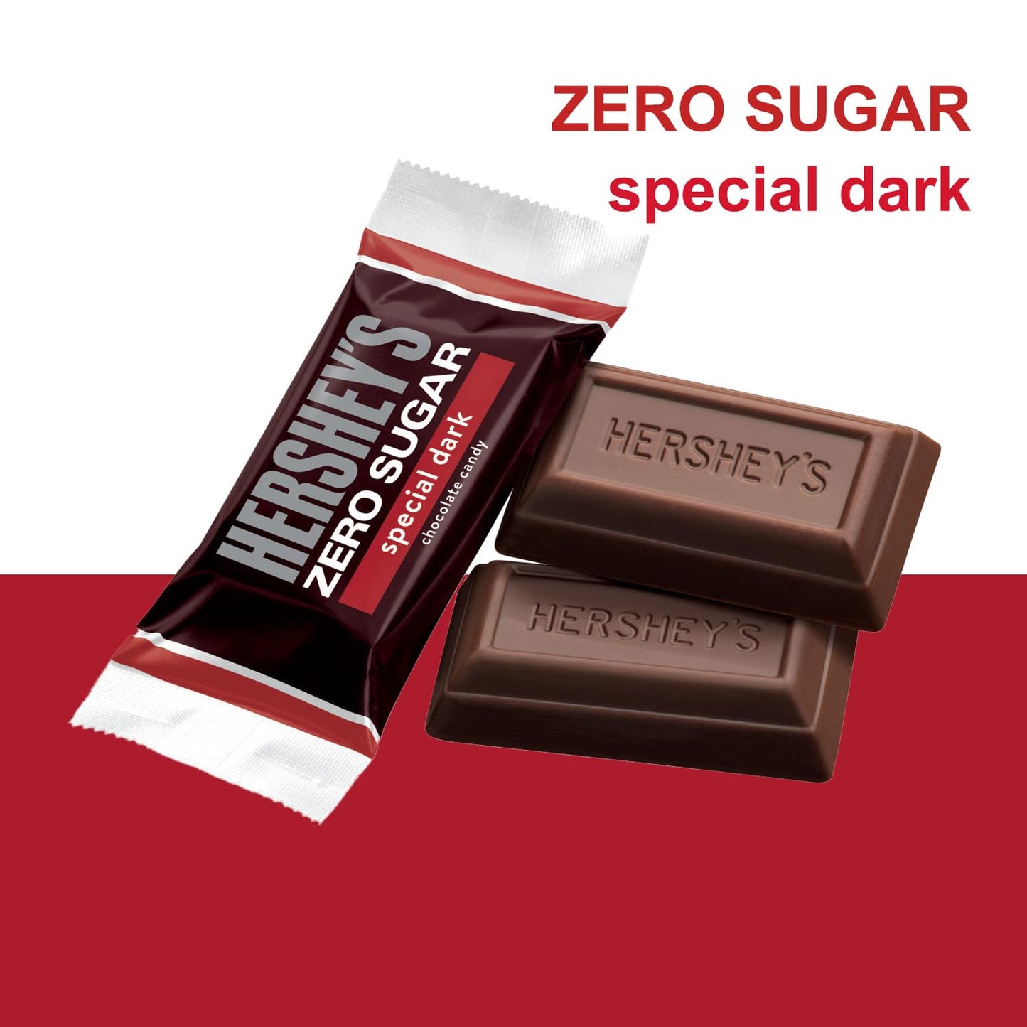 Hershys Zero Sugar Special Dark Chocolate Candy Bar, 1 LB (Approx. 50 Pieces) - Individually Wrapped Bars for Bulk Candy Needs, Sugar-Free Candy Ideal for Parties and Gifting