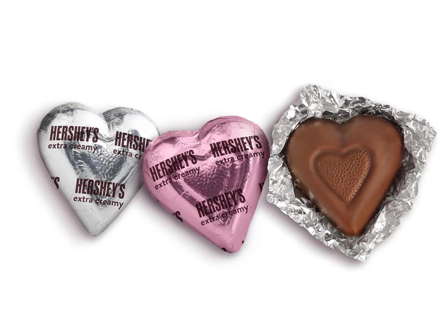 Hershey's Valentine's Day Chocolate Hearts, 2 LB Bag, Approx. 90 Pieces, Silver and Pink Wrapped, Perfect for Gifts and Decorations