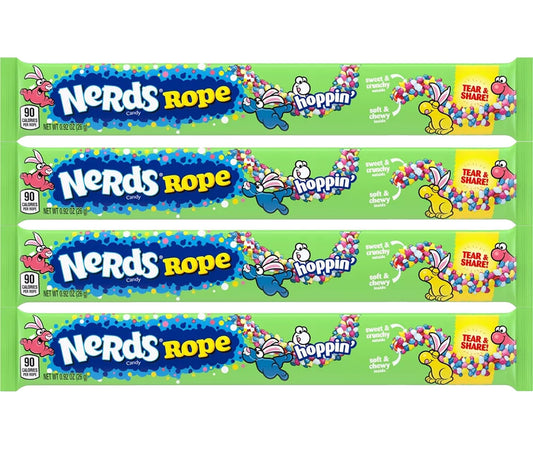 Nerds Rope Easter Candy - 0.92 oz, 4 Pack - Single Serving, Individually Wrapped - Perfect Full-Size Candy for Easter Baskets - Crunchy and Chewy Gummy Candy