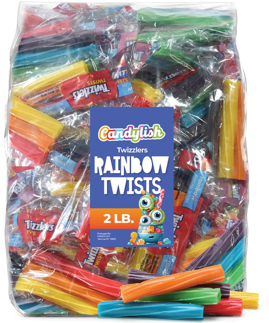 Twizzlers Rainbow Candy, Fruit Flavored Fun Size Chewy Twists, Individually Wrapped, Bulk 2-Pound Pack