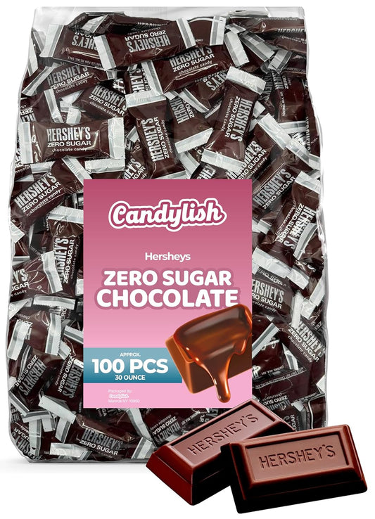 Hershey's Zero Sugar Milk Chocolate Candy Bars - Approx. 100 Pieces, 30 Ounces Bulk Pack