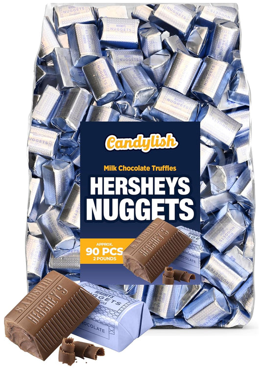 HERSHEY NUGGETS Milk Chocolate Truffles Candy, Bulk 2 Pound Pack, Approx. 90 Pieces