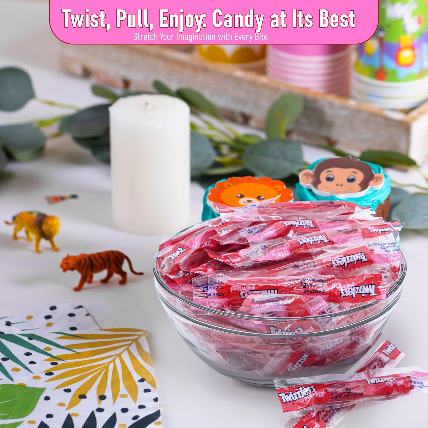 Twizlers Pull 'n' Peel Cherry Bulk Pack, 1 lb (Approx. 35 Pieces) - Fun and Delicious Cherry Flavored Licorice Candy