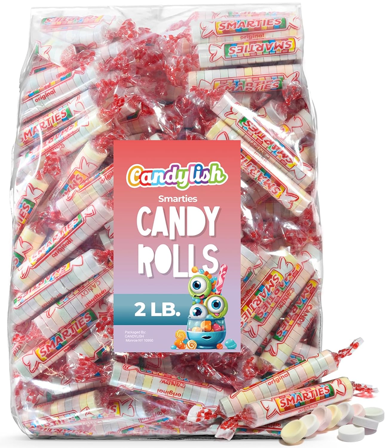 Smarties Candy Rolls – 2 Pounds Bulk Bag – Classic Retro Sweets, Individually Wrapped, Gluten-Free, Fat-Free, Ideal for Parties, Snacks, and Special Occasions