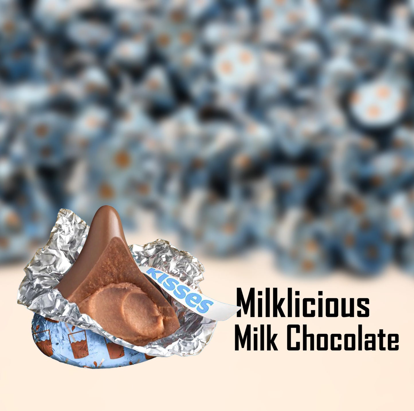 Hershey's Kisses Milklicious Milk Chocolate, 2 LB Pack, Approx. 200 Pieces - Individually Wrapped, Bulk Candy for Parties and Gifts