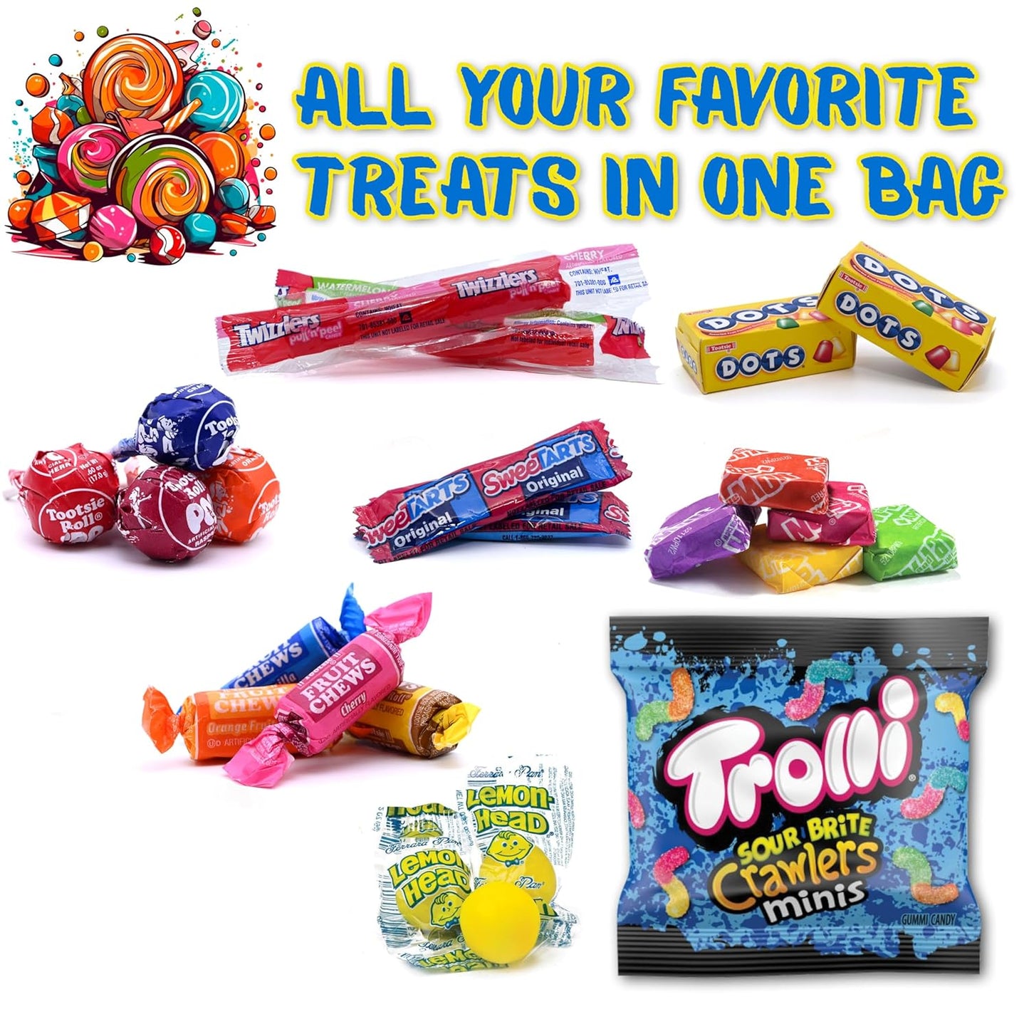 Bulk Candy Variety Pack, 2 LB - Assorted Individually Wrapped Treats with, Now and Later, And More | Candy for Kids' Parties, Pinatas, Snack Lovers | Family-Friendly Assortment