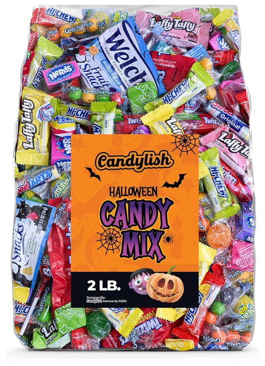 Halloween Candy Mix - 2 Pounds Bulk Bag of Individually Wrapped Candies Perfect for Trick-or-Treat, Parades: Featuring Lemonheads, Now & Later, Super Bubble, Sour Candy, Twizzlers & More