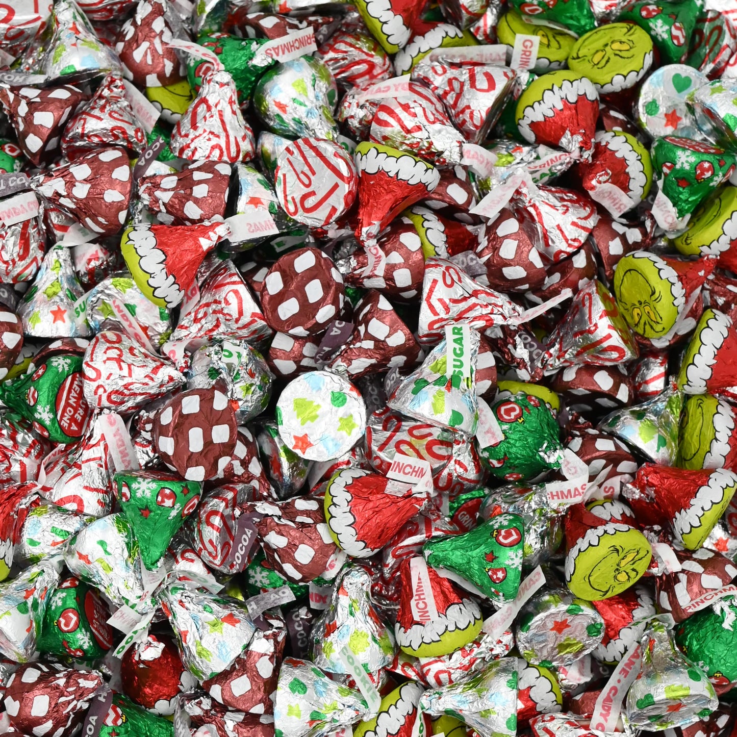 Hershey Kisses Christmas Collection – 1 LB Bag (Approx. 100 Pieces) – Candy Cane, Hot Cocoa, Sugar Cookie & Grinch Flavors – Assorted Holiday Chocolate, Perfect for Stocking Stuffers, Gift Bags, and Holiday Parties